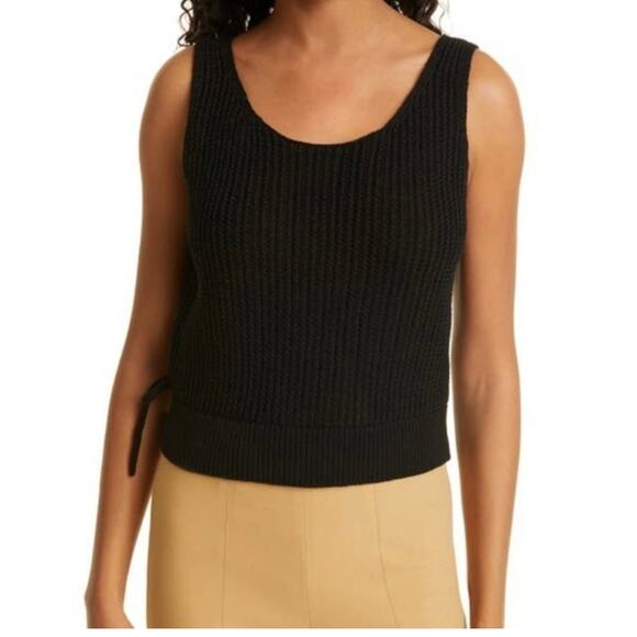 Vince Crossover Back Tie Knit Sweater Tank Black XS - Picture 2 of 6